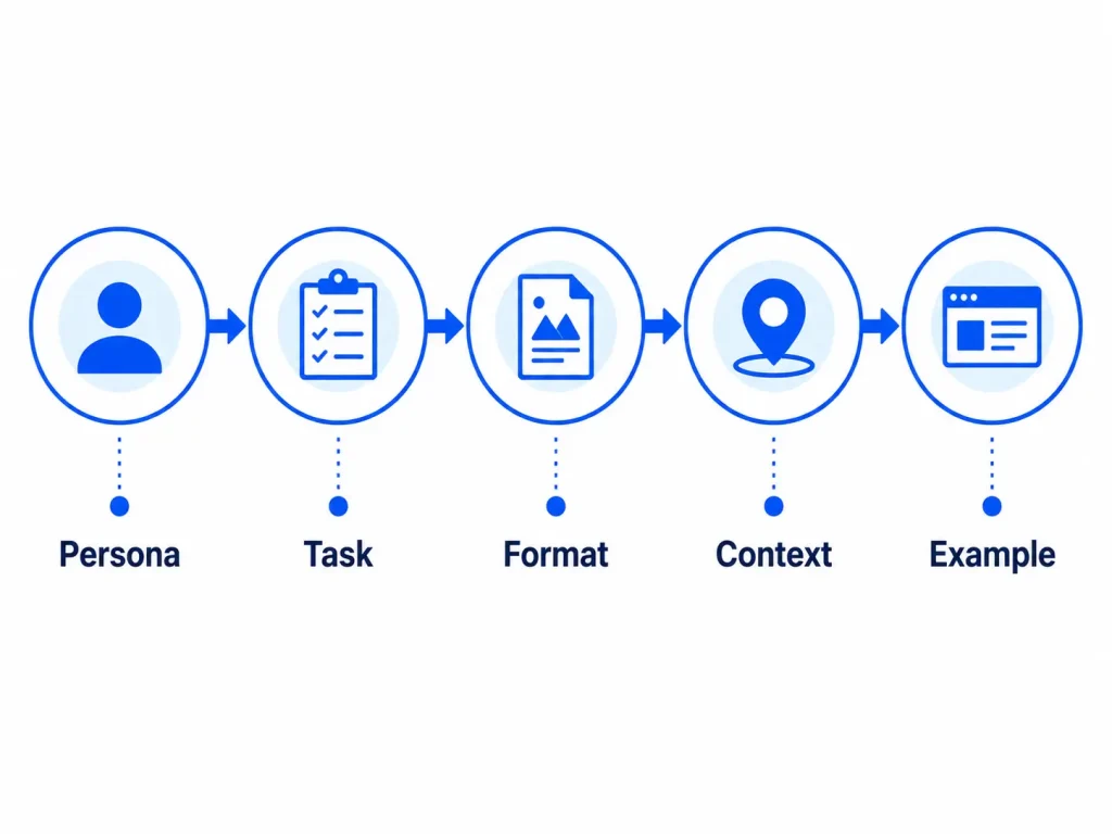 Five key elements of an effective SEO prompt for ChatGPT persona task format context example